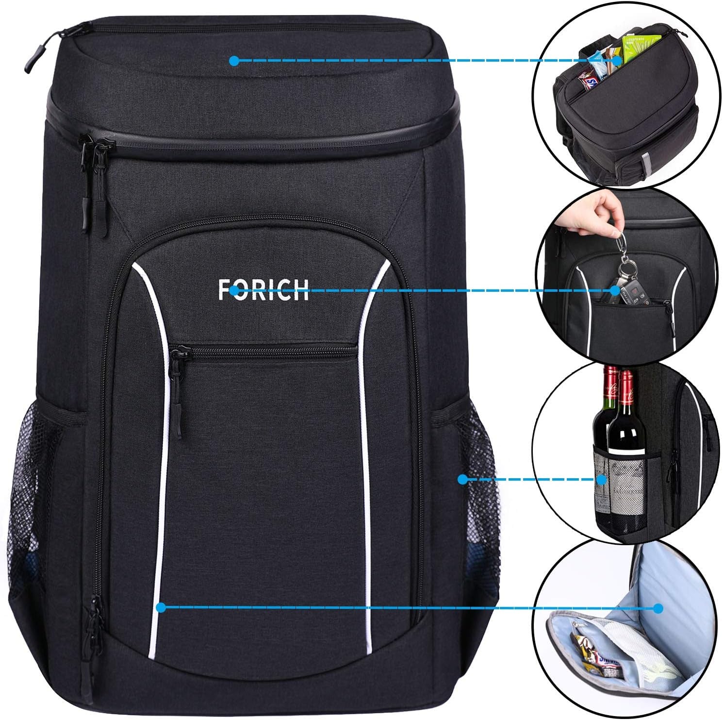 Insulated Cooler Backpack Lightweight Soft Cooler Bag Leakproof Backpack Cooler for Men Women to Lunch Work Picnic Beach Camping Hiking Park Day Trips, 30 Cans