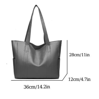 Fashion Large Soft Leather Ladies Bag European and American Retro Ladies Large Capacity Shoulder Handbag PU Material